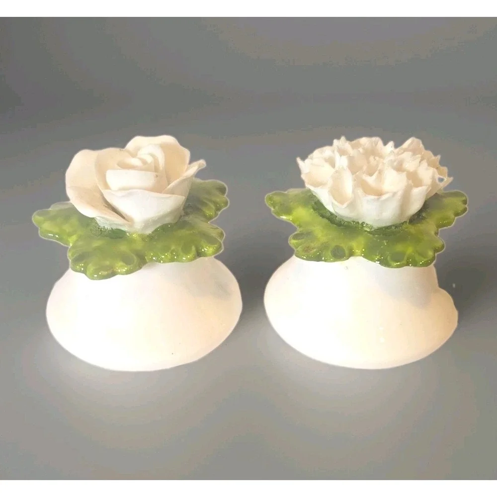 Vintage Denton English Bone China Dainty Porcelain Floral Salt and Pepper Set